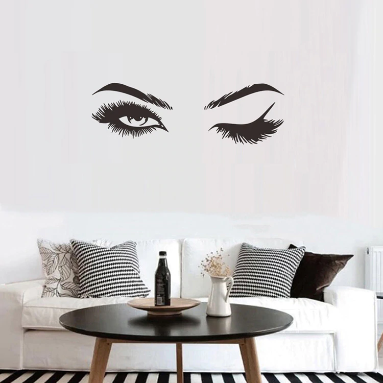 Sexy Eyes Wall Art Mural Decals Pretty Eyelashes Stick Room Decorations For Salon Bedroom Living Room Wall Decor