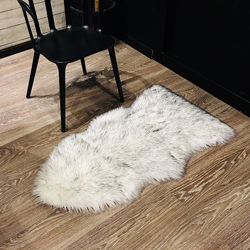 Shaggy Sheepskin Fluffy Rug Faux Fur Carpet Mat For Living Room Bedroom Bath Rug Washable Realistic Decorative Faux Fur