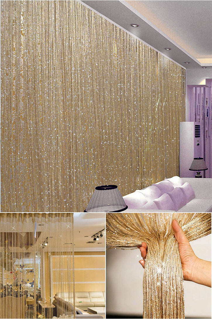 Shiny String Tassels Curtain Decorative Partition For Walls Room Dividers Doorways Privacy String Curtain For Living Room Bedroom Stylish Home Decor