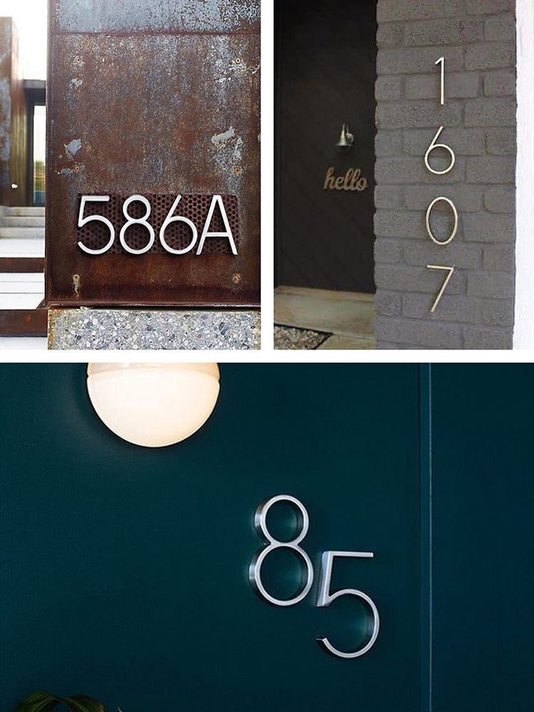 Silver Floating House Numbers For Front Door 12cm Numbers #0-9 Alphabet Letters ABC Zinc Alloy Weather Resistant Modern Outdoor Signage