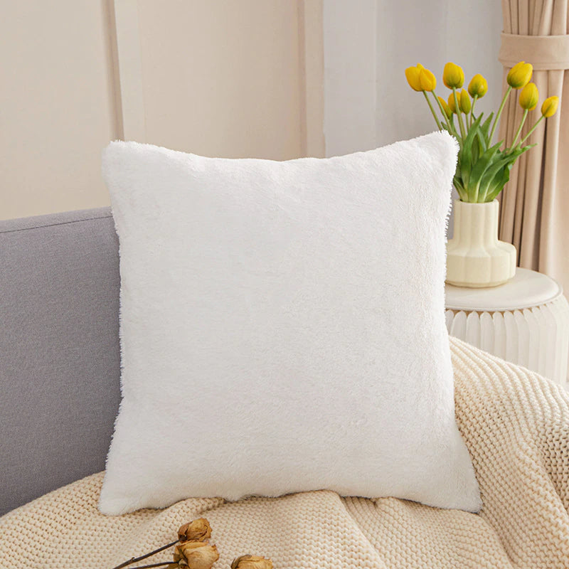 Soft Faux Fur Cushion Cover Sofa Throw Faux Rabbit Fur Cushion Case 45x45cm Pillow Cover For Sofa Settee Luxury Autumn Fall Winter Living Room Decor