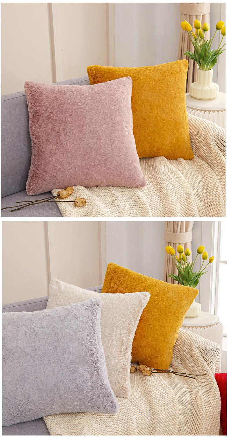 Soft Faux Fur Cushion Cover Sofa Throw Faux Rabbit Fur Cushion Case 45x45cm Pillow Cover For Sofa Settee Luxury Autumn Fall Winter Living Room Decor