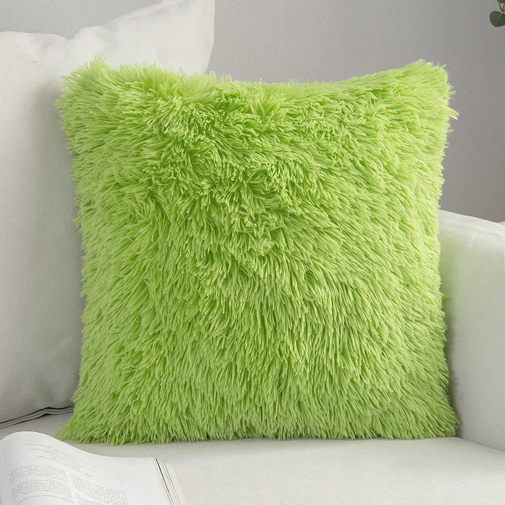 Soft Fluffy Cushion Cover Shaggy Furry Cushion Case For Sofa Armchair Neutral Colors Fashionable Soft Furnishings For Modern Living Room Home Decor