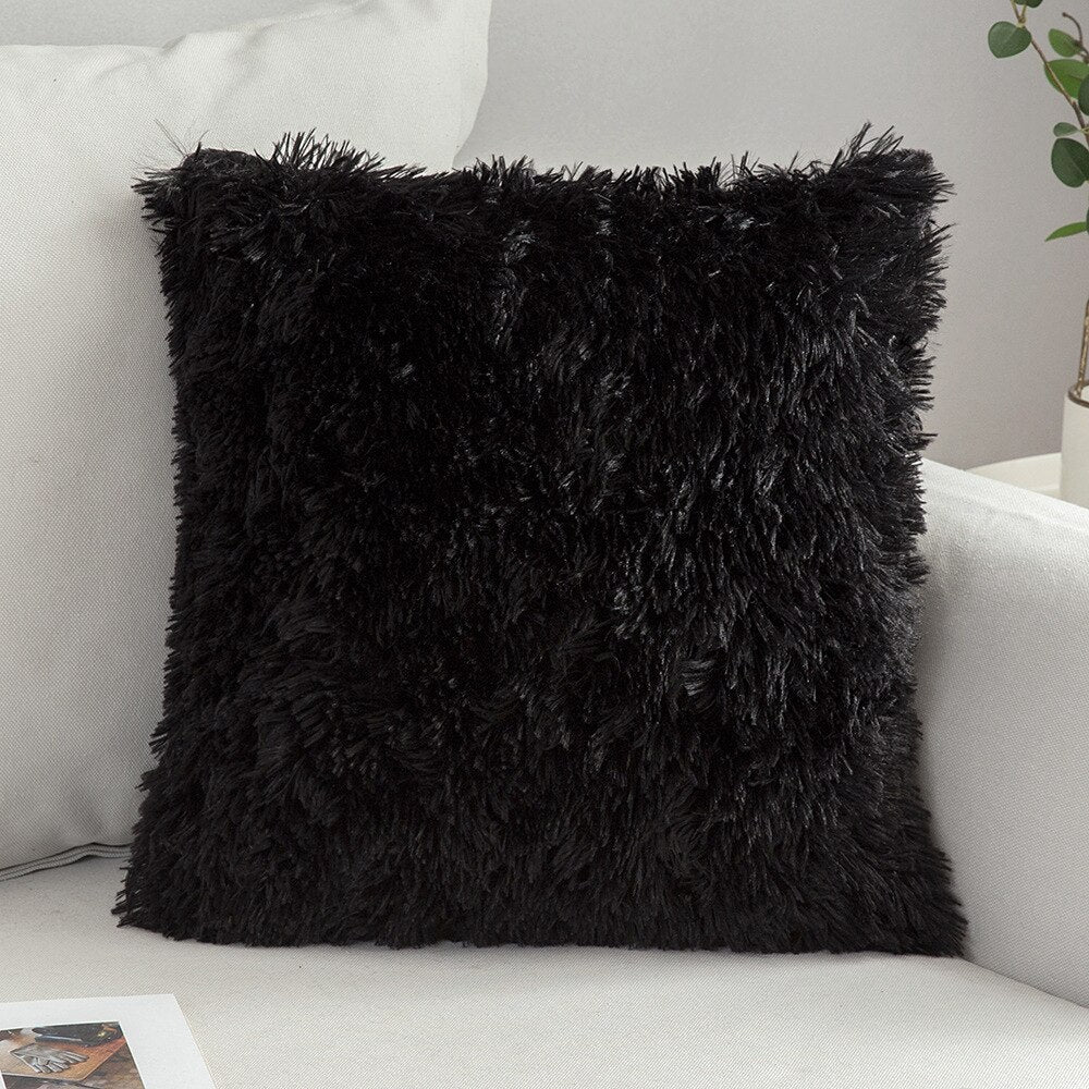 Soft Fluffy Cushion Cover Shaggy Furry Cushion Case For Sofa Armchair Neutral Colors Fashionable Soft Furnishings For Modern Living Room Home Decor