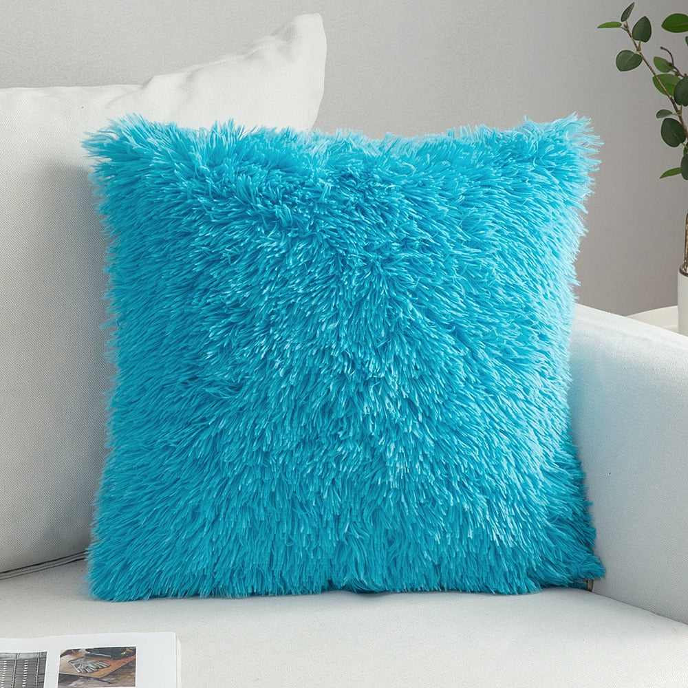 Soft Fluffy Cushion Cover Shaggy Furry Cushion Case For Sofa Armchair Neutral Colors Fashionable Soft Furnishings For Modern Living Room Home Decor