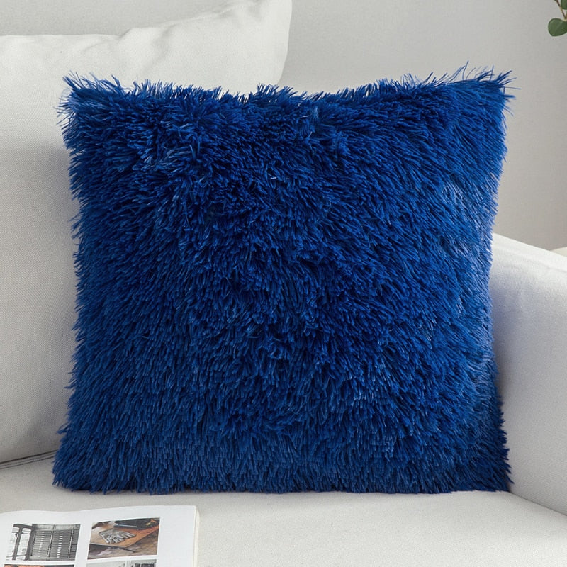 Soft Fluffy Cushion Cover Shaggy Furry Cushion Case For Sofa Armchair Neutral Colors Fashionable Soft Furnishings For Modern Living Room Home Decor