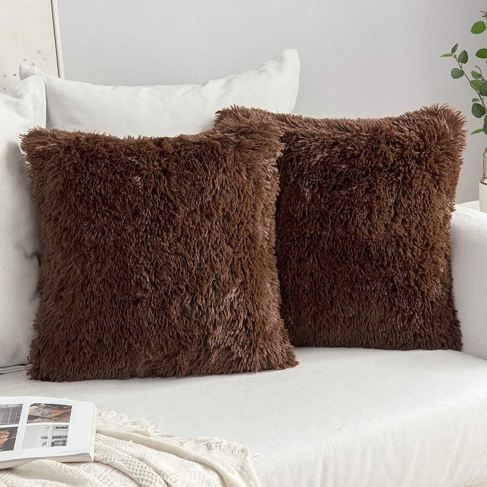 Soft Fluffy Cushion Cover Shaggy Furry Cushion Case For Sofa Armchair Neutral Colors Fashionable Soft Furnishings For Modern Living Room Home Decor