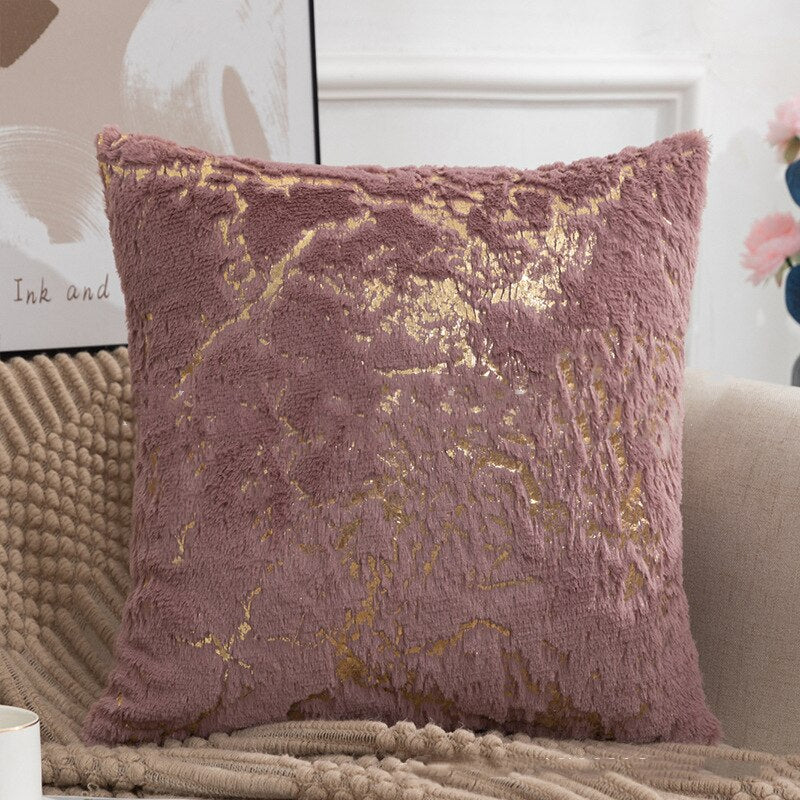 Soft Plush Cushion Case Golden Vein Marble Design Cover For Sofa Throw Cushions Four Season Styling Fashionable Living Room Interior Decoration