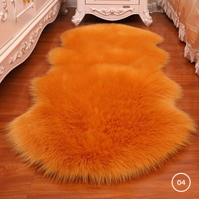 Soft Plush Faux Fur Sheepskin Rug Bedroom Bedside Carpet Fluffy Mat For Dressing Room Hotel Room Fashionable Cosy Warm Winter Home Decor