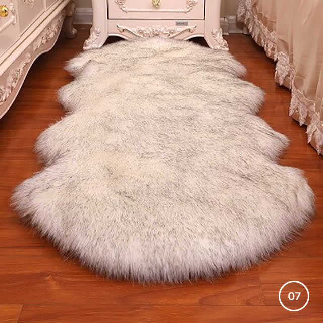 Soft Plush Faux Fur Sheepskin Rug Bedroom Bedside Carpet Fluffy Mat For Dressing Room Hotel Room Fashionable Cosy Warm Winter Home Decor