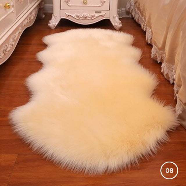 Soft Plush Faux Fur Sheepskin Rug Bedroom Bedside Carpet Fluffy Mat For Dressing Room Hotel Room Fashionable Cosy Warm Winter Home Decor