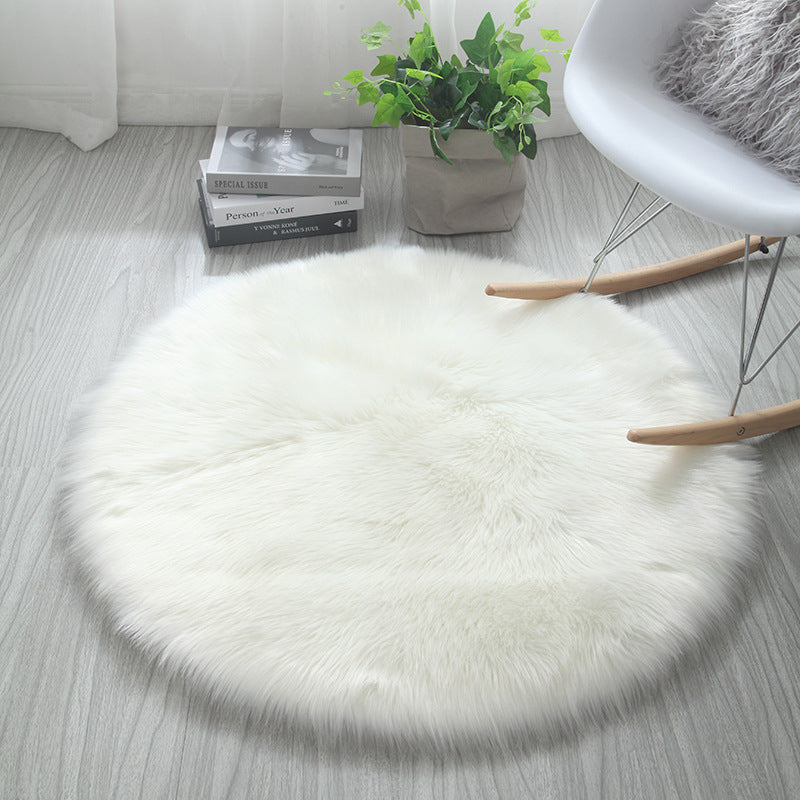 Soft Plush Shaggy Round Faux Sheepskin Rugs For Bedroom Living Room Hotel Room Bathroom Mat Circular Area Rugs