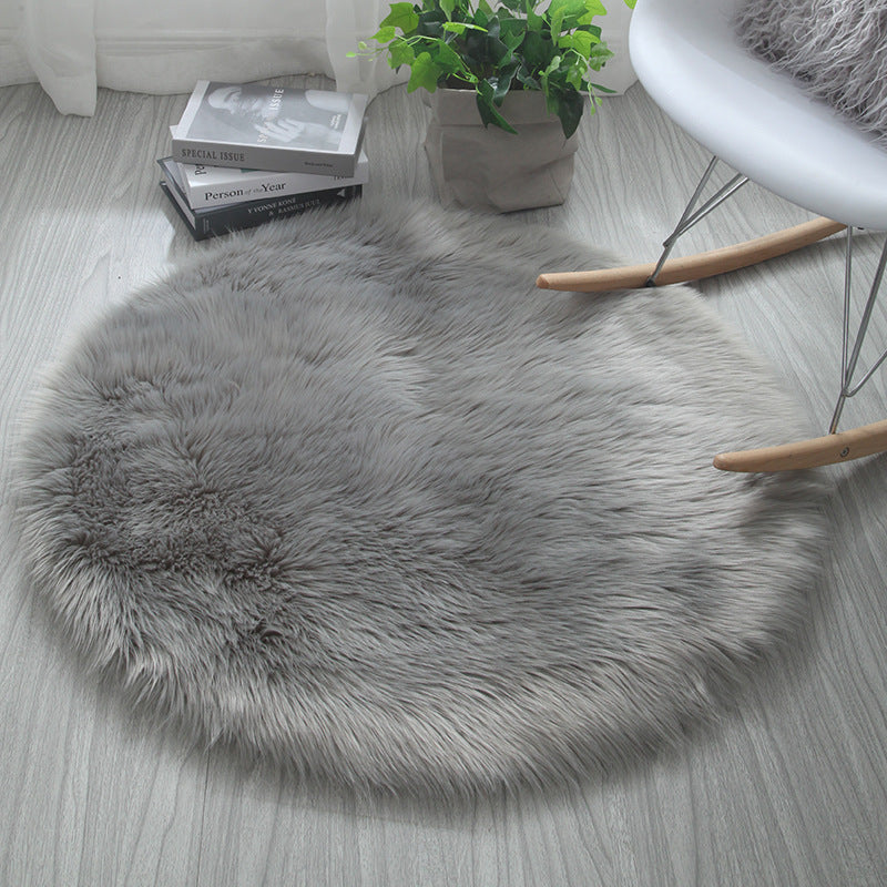 Soft Plush Shaggy Round Faux Sheepskin Rugs For Bedroom Living Room Hotel Room Bathroom Mat Circular Area Rugs