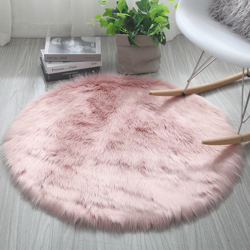 Soft Plush Shaggy Round Faux Sheepskin Rugs For Bedroom Living Room Hotel Room Bathroom Mat Circular Area Rugs