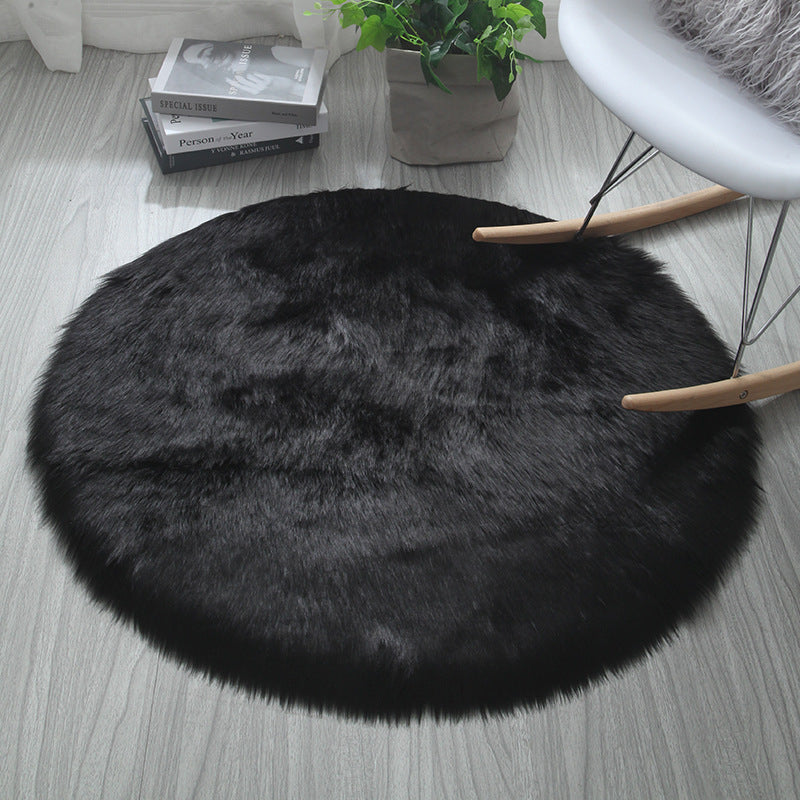 Soft Plush Shaggy Round Faux Sheepskin Rugs For Bedroom Living Room Hotel Room Bathroom Mat Circular Area Rugs