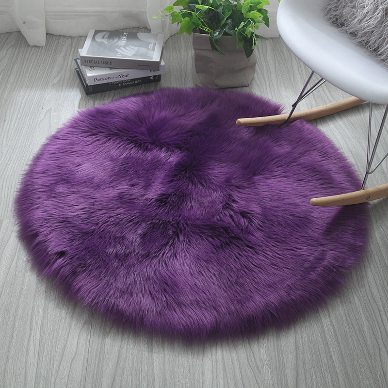 Soft Plush Shaggy Round Faux Sheepskin Rugs For Bedroom Living Room Hotel Room Bathroom Mat Circular Area Rugs