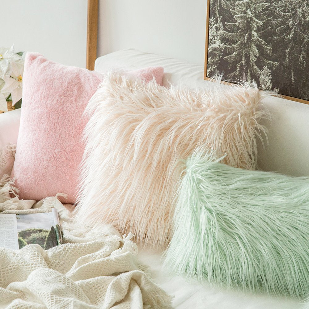 Soft Shaggy Faux Fur Cushion Cover Plush Pillow Cover Cushion Case For Sofa Throw Cushion Autumn Fall Winter Living Room Decor