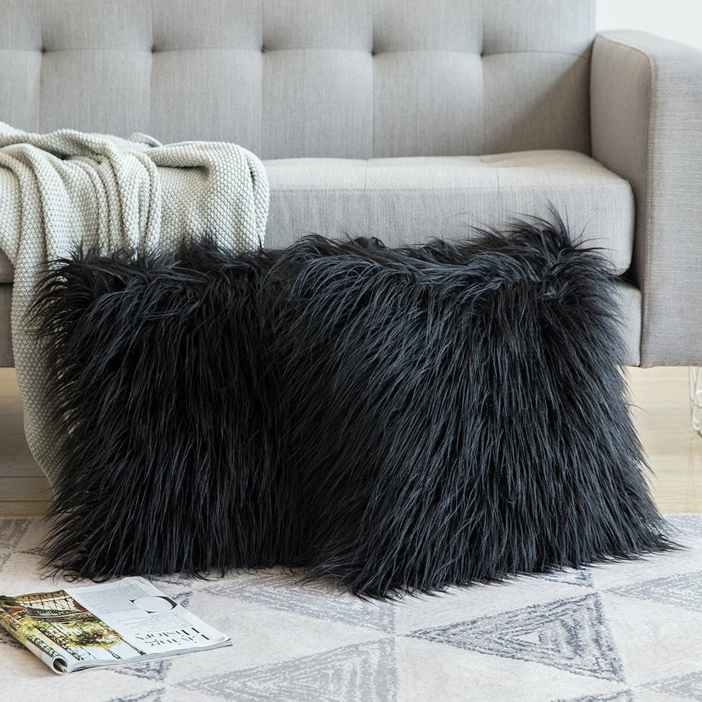 Soft Shaggy Faux Fur Cushion Cover Plush Pillow Cover Cushion Case For Sofa Throw Cushion Autumn Fall Winter Living Room Decor