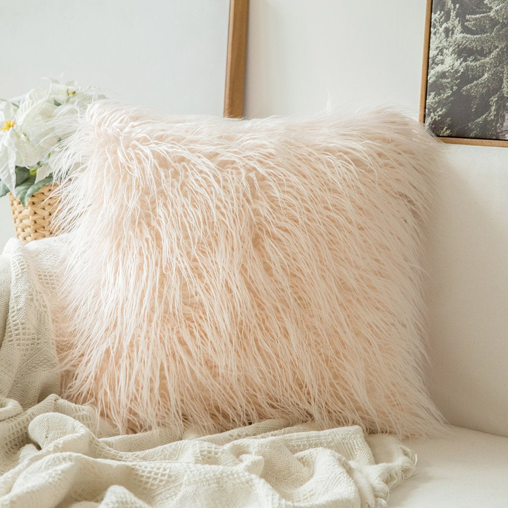 Soft Shaggy Faux Fur Cushion Cover Plush Pillow Cover Cushion Case For Sofa Throw Cushion Autumn Fall Winter Living Room Decor