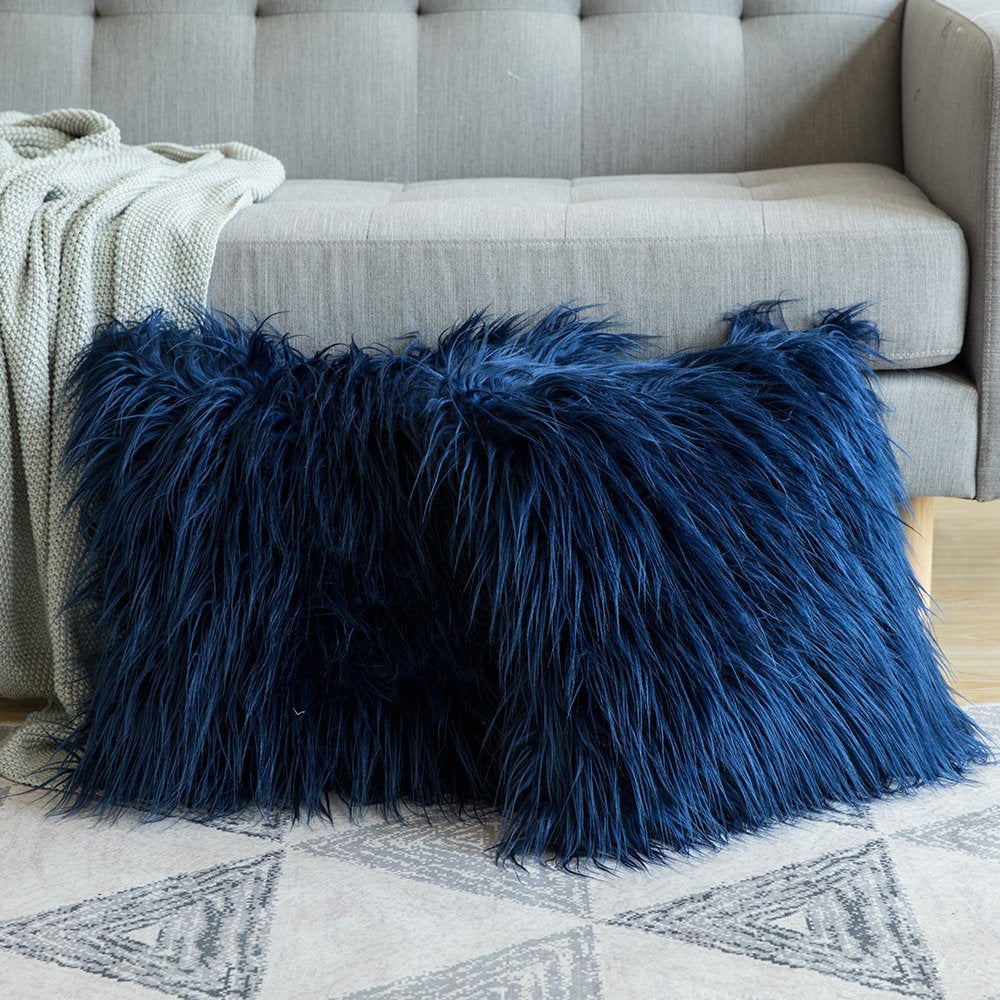 Soft Shaggy Faux Fur Cushion Cover Plush Pillow Cover Cushion Case For Sofa Throw Cushion Autumn Fall Winter Living Room Decor