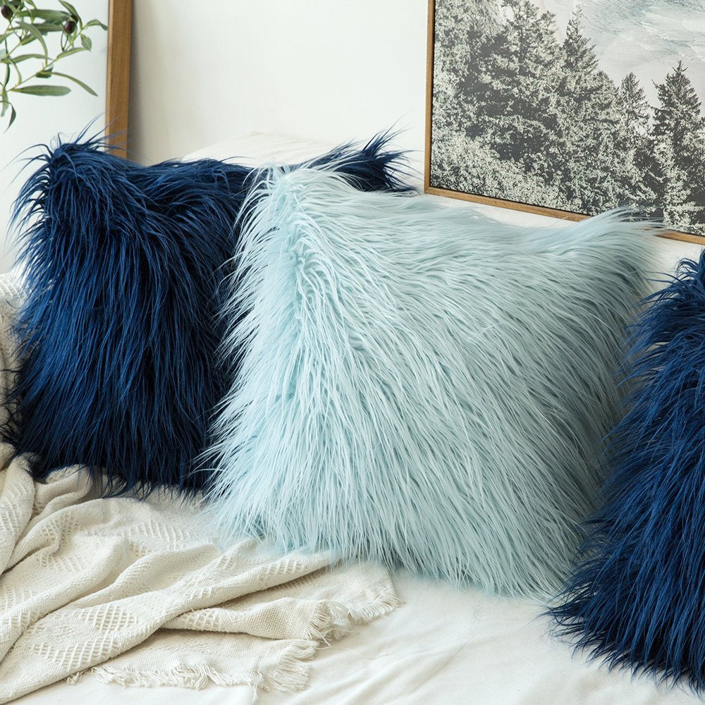 Soft Shaggy Faux Fur Cushion Cover Plush Pillow Cover Cushion Case For Sofa Throw Cushion Autumn Fall Winter Living Room Decor