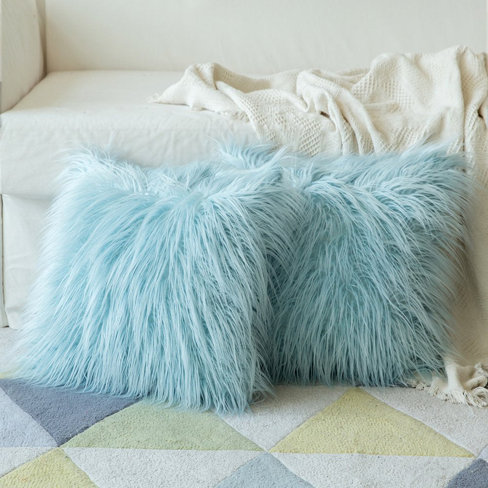 Soft Shaggy Faux Fur Cushion Cover Plush Pillow Cover Cushion Case For Sofa Throw Cushion Autumn Fall Winter Living Room Decor