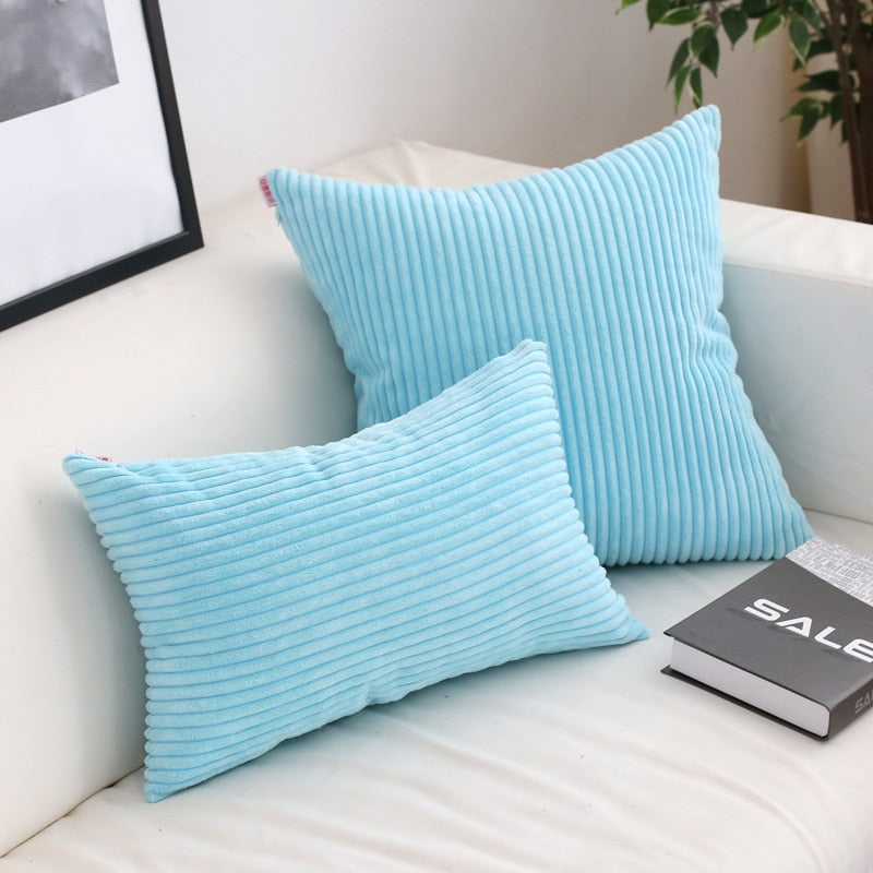 Soft Velvet Corduroy Cushion Case Bright Colors Decorative Pillow Case Chunky Stripes Latest Style Colors Cushion Covers For Living Room Sofa Decor 45x45cm60x60cm