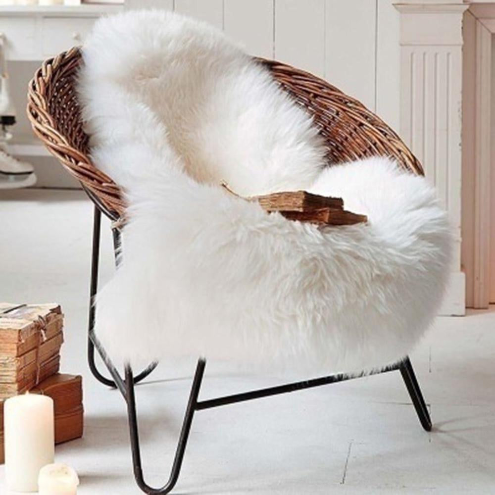 Soft White Artificial Sheepskin Rug For Living Room Thick Pile Shaggy Fluffy Floor Mat For Bedroom Bathroom Faux Fur Carpet Rug Pink White Black Gray Red Natural etc