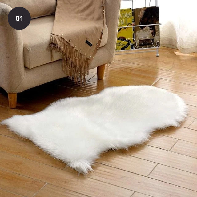 Soft White Artificial Sheepskin Rug For Living Room Thick Pile Shaggy Fluffy Floor Mat For Bedroom Bathroom Faux Fur Carpet Rug Pink White Black Gray Red Choose Your Color