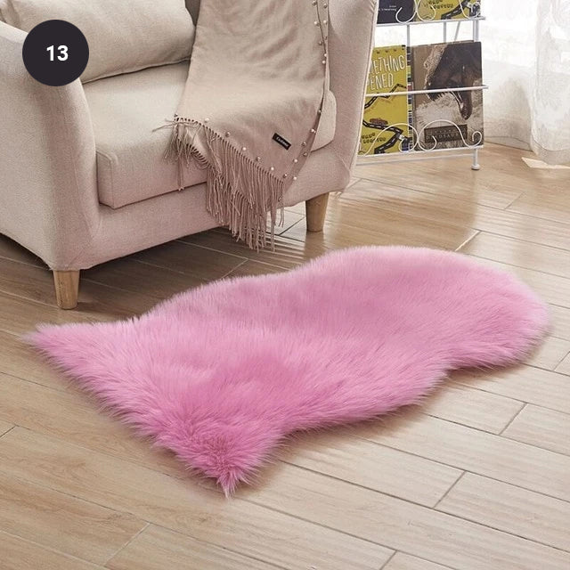 Soft White Artificial Sheepskin Rug For Living Room Thick Pile Shaggy Fluffy Floor Mat For Bedroom Bathroom Faux Fur Carpet Rug Pink White Black Gray Red Choose Your Color