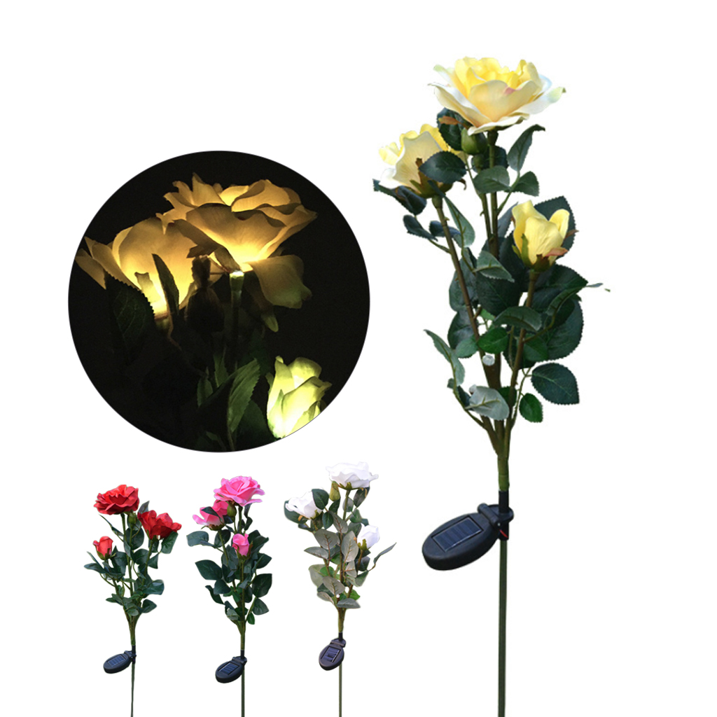 Solar Powered LED Rose Light Outdoor Waterproof Lighting Disguised As A Rose LED Garden Lights For Your Flowerbed