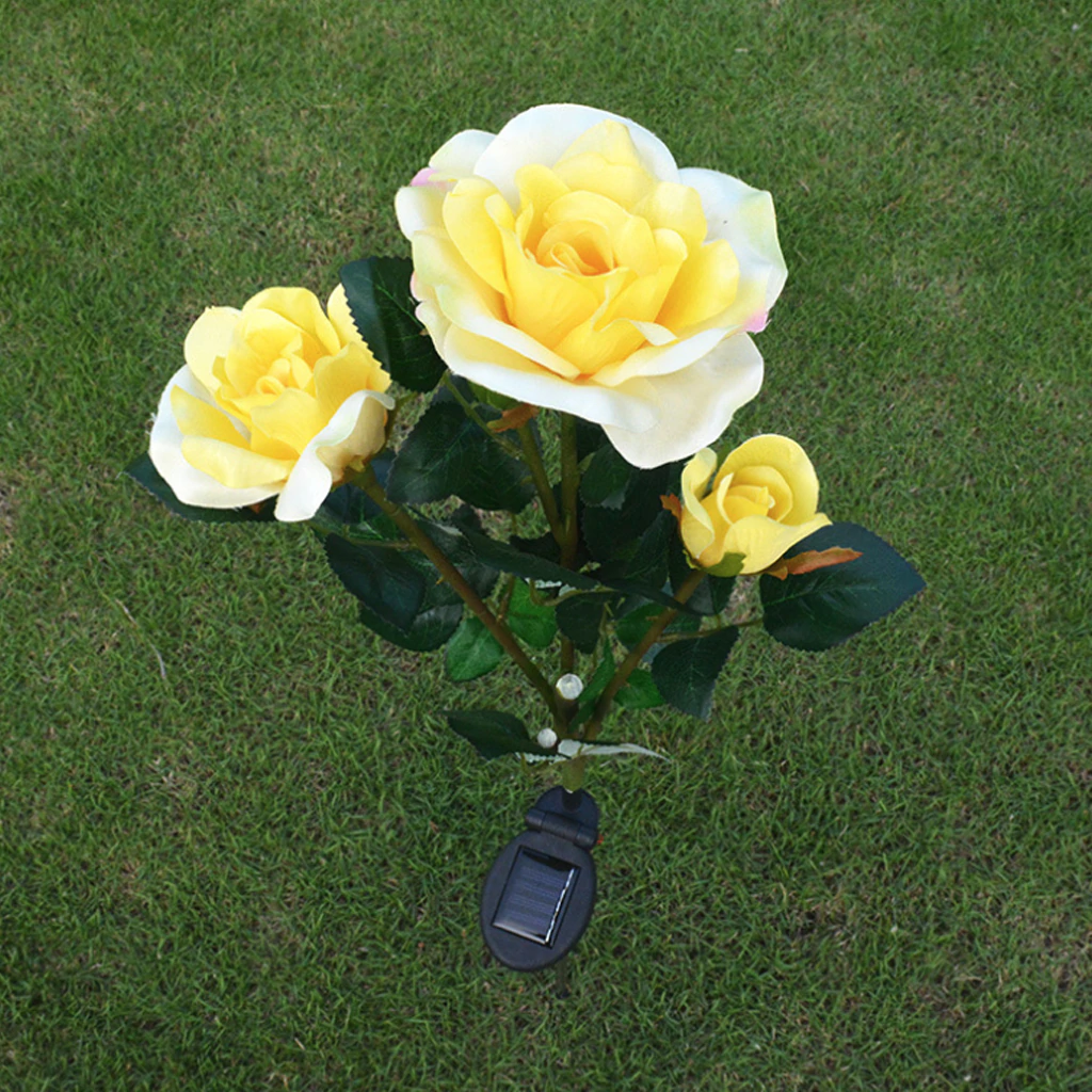 Solar Powered LED Rose Light Outdoor Waterproof Lighting Disguised As A Rose LED Garden Lights For Your Flowerbed