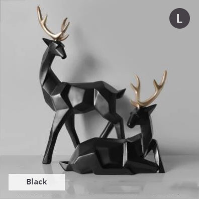 Solid Geometric Nordic Deer Statues Stylish Abstract Ornamental Resin Craft Modern Abstract Decorations For Home Living Room Office Decor