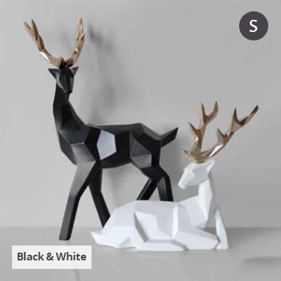 Solid Geometric Nordic Deer Statues Stylish Abstract Ornamental Resin Craft Modern Abstract Decorations For Home Living Room Office Decor