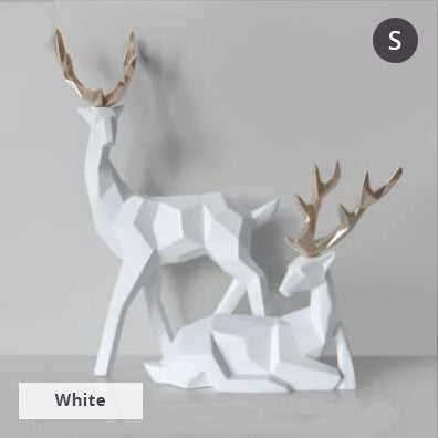 Solid Geometric Nordic Deer Statues Stylish Abstract Ornamental Resin Craft Modern Abstract Decorations For Home Living Room Office Decor