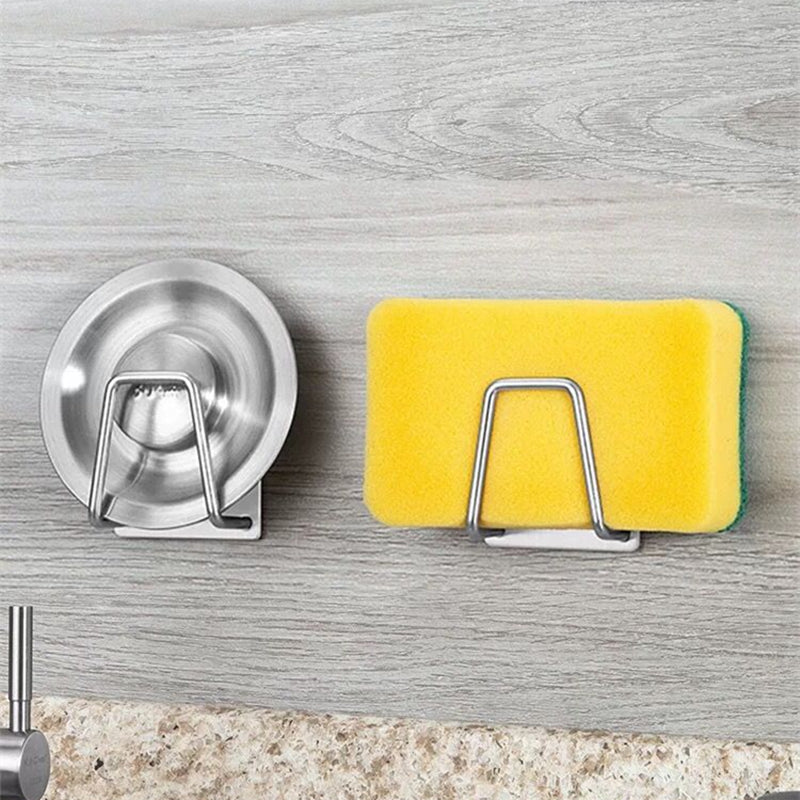 Stainless Steel Kitchen Sink Sponge Holder For Kitchen Bathroom Sink Tidy Shelf Hook Multipurpose Hanging Storage Essential Kitchen Gadgets