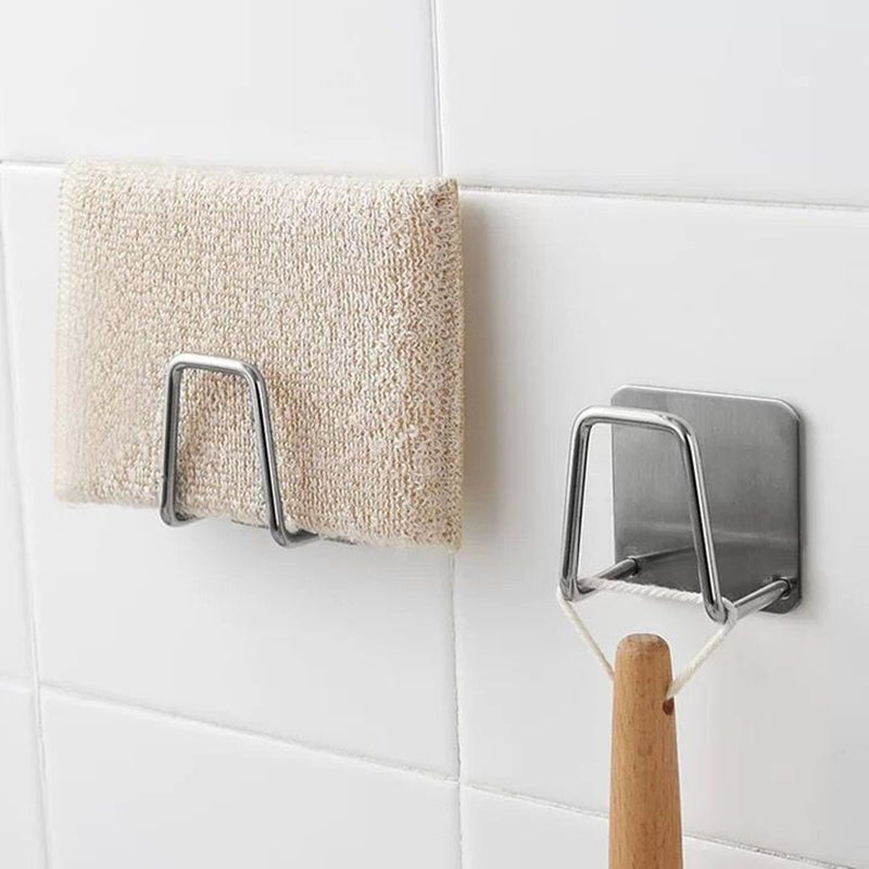 Stainless Steel Kitchen Sink Sponge Holder For Kitchen Bathroom Sink Tidy Shelf Hook Multipurpose Hanging Storage Essential Kitchen Gadgets