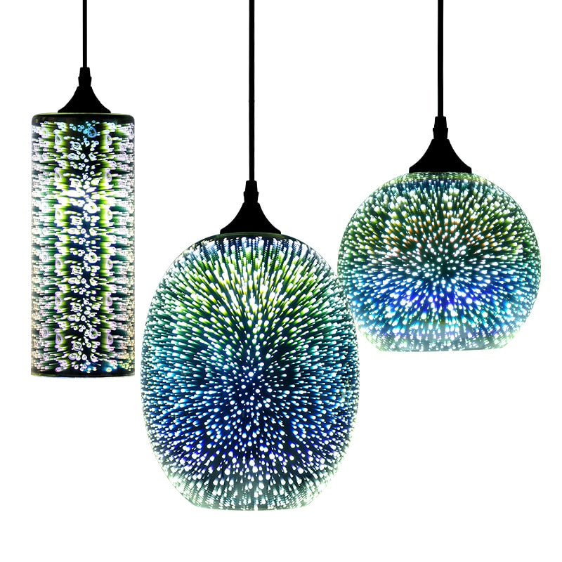 Starry Night Pendant Lights Colorful Creative Glass Lampshade Hanging Lights With Creative Color Effect Modern Home Lighting Solution For Home Restaurant Bar etc