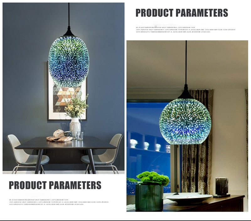 Starry Night Pendant Lights Colorful Creative Glass Lampshade Hanging Lights With Creative Color Effect Modern Home Lighting Solution For Home Restaurant Bar etc