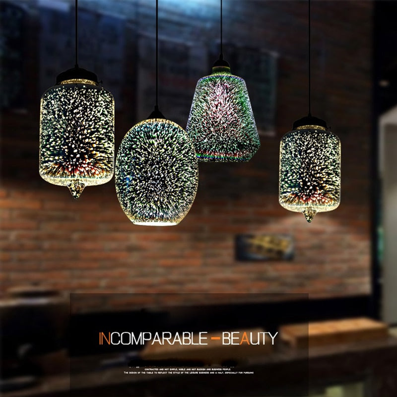 Starry Night Pendant Lights Colorful Creative Glass Lampshade Hanging Lights With Creative Color Effect Modern Home Lighting Solution For Home Restaurant Bar etc