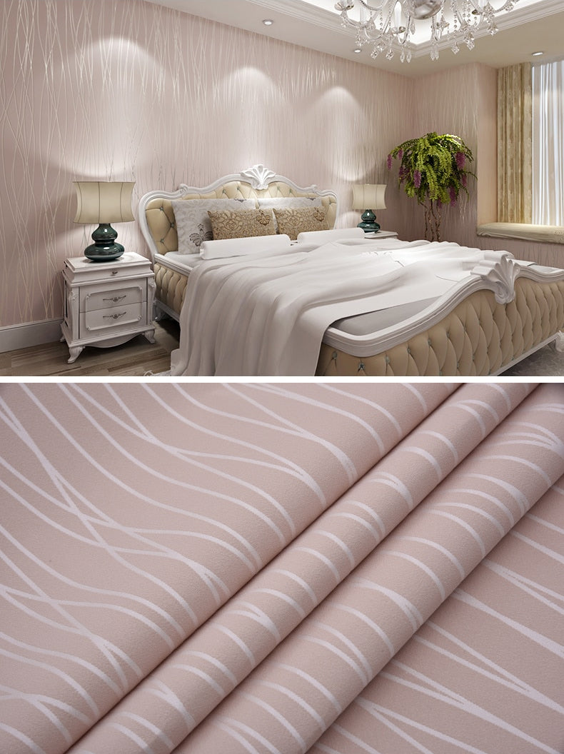 Stripe Textured Solid Color Wallpaper 3D Vertical Stripe Thick Embossed Luxury Wall Covering For Living Room Bedroom Decor Pink or White Wallpaper Vertical Wavy Stripes