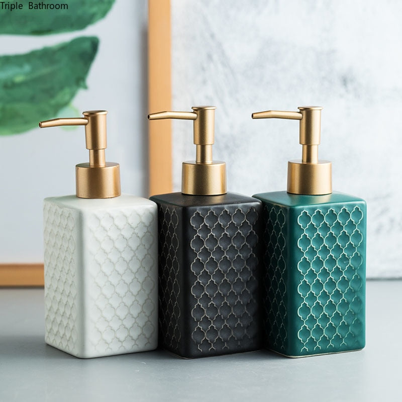 Trending Colors Ceramic Soap Dispenser For Liquid Soap Shampoo Hand Lotion Set Creative Design Modern Minimalist Bathroom Washroom Accessories