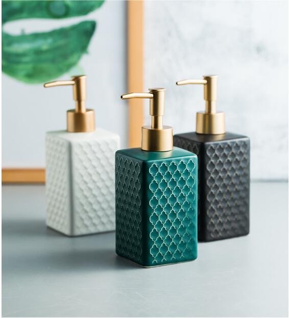 Trending Colors Ceramic Soap Dispenser For Liquid Soap Shampoo Hand Lotion Set Creative Design Modern Minimalist Bathroom Washroom Accessories