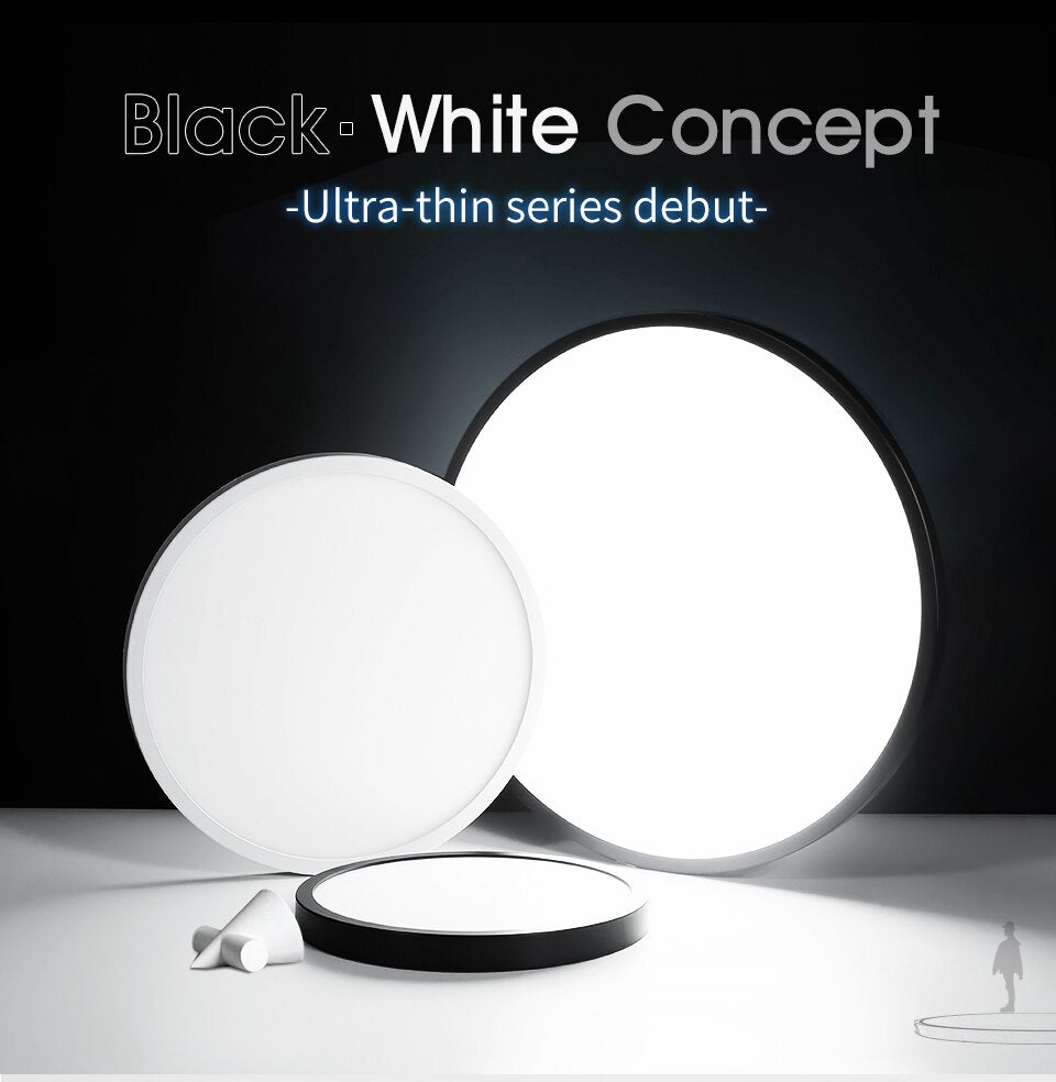 Ultra Thin Round LED Ceiling Light Black White Concept Minimalist Design Flat Circular Light For Home Kitchen Office Study Foyer Modern Interior Lighting Solution