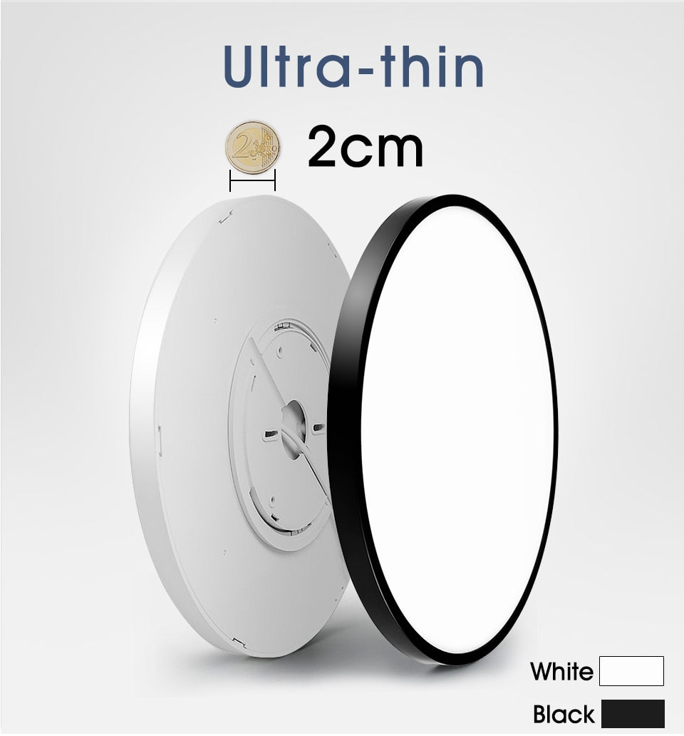 Ultra Thin Round LED Ceiling Light Black White Concept Minimalist Design Flat Circular Light For Home Kitchen Office Study Foyer Modern Interior Lighting Solution