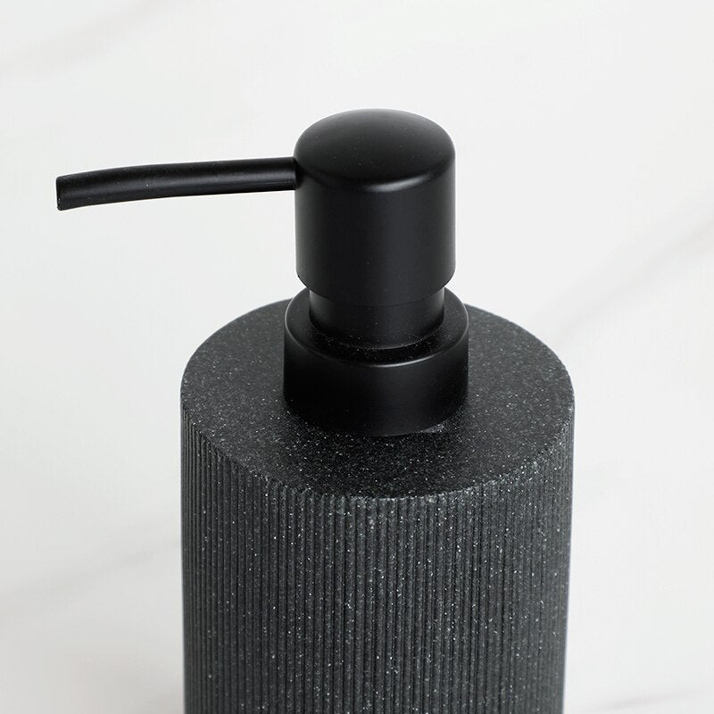 Volcanic Black Bathroom Accessories Soap Dish Toothbrush Holder Gargle Cup Liquid Soap Dispenser Toilet Brush Holder Modern Matching Bathroom Essentials