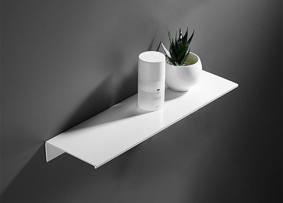 White Aluminum Shelf Bathroom Storage Rack For Kitchen Washroom Simple Modern Minimalist Designer Bathroom Fitting Single Tier Shelf