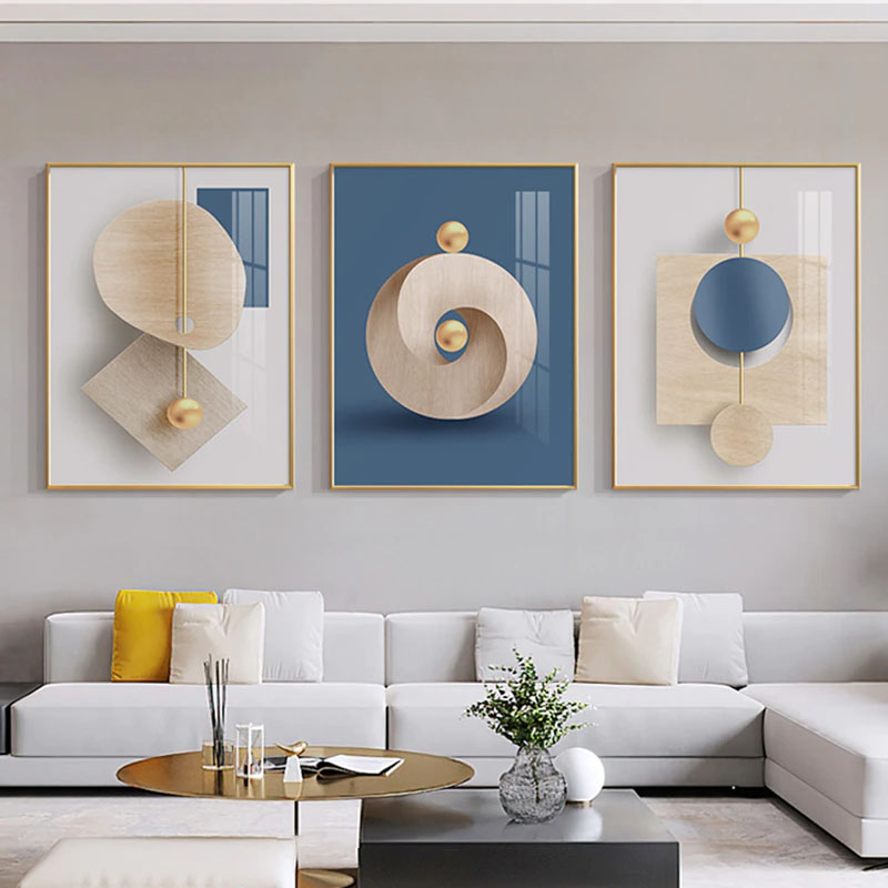 White Blue Beige Spherical Formations Modern Abstract Wall Art Fine Art Canvas Prints Minimalist Pictures For Luxury Bedroom Living Room Home Office Decor