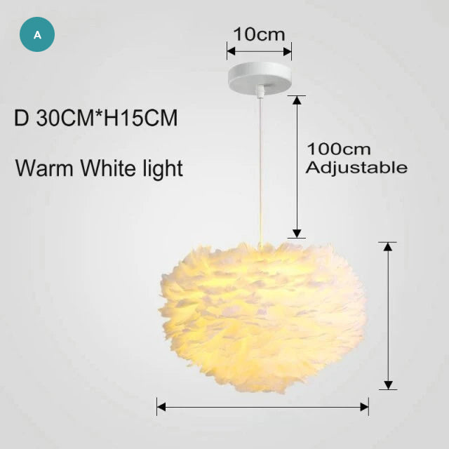 White Feather Lamp For Bedroom Stylish Modern Design Hanging LED Lamp For Kid's Bedroom Baby's Room Fluffy Pendant Light For Stylish Home Decoration