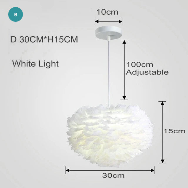 White Feather Lamp For Bedroom Stylish Modern Design Hanging LED Lamp For Kid's Bedroom Baby's Room Fluffy Pendant Light For Stylish Home Decoration